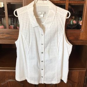 white CJ Banks button up shirt